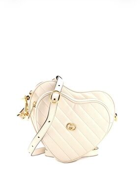 Gucci Cream Heart-Shaped Quilted Crossbody with Gold Hardware